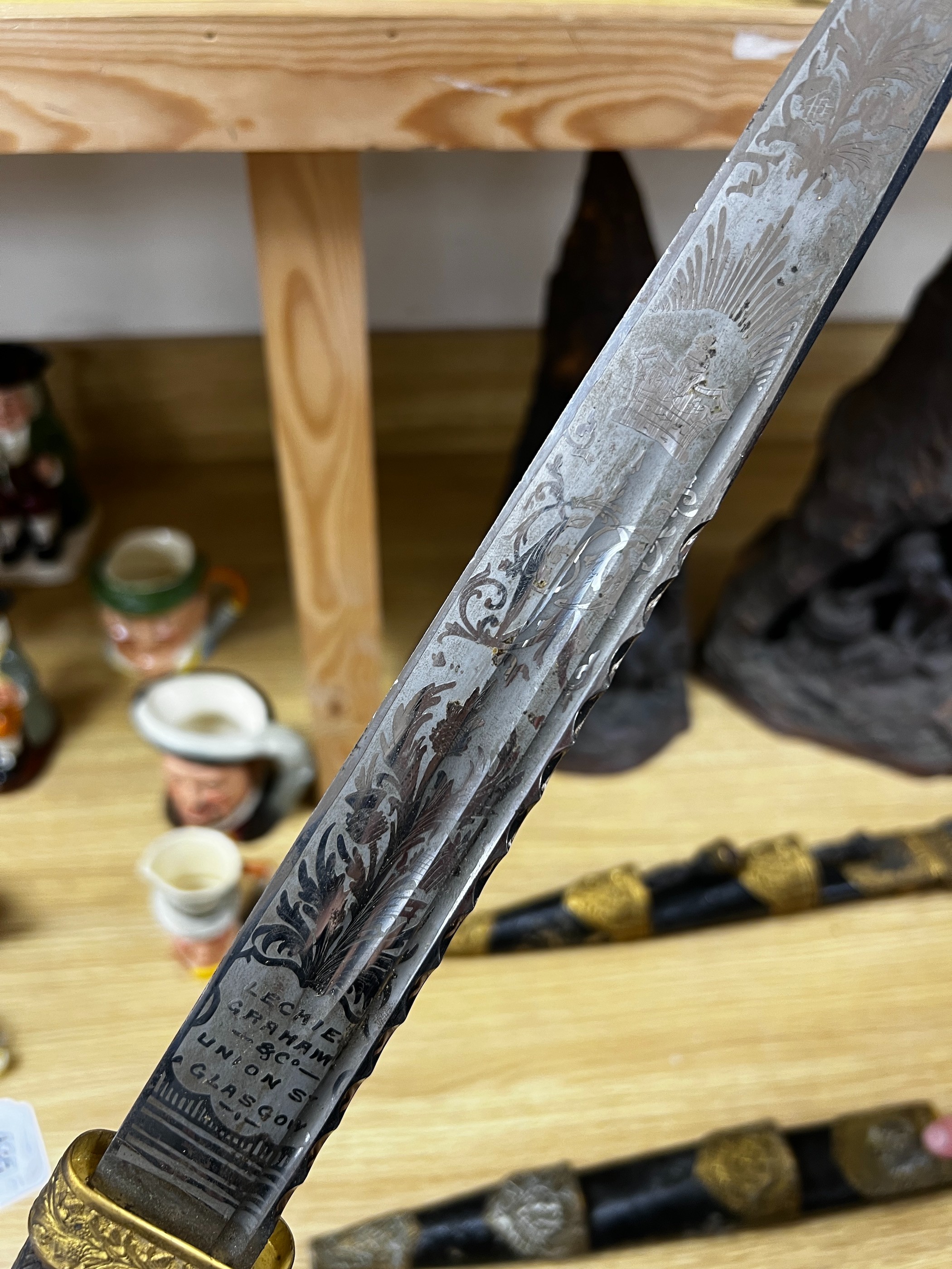 A Victorian Scottish dirk, Cairngorm lacking, 45cms long
